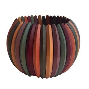 Vintage Dyed Wood Stretchy Bracelet